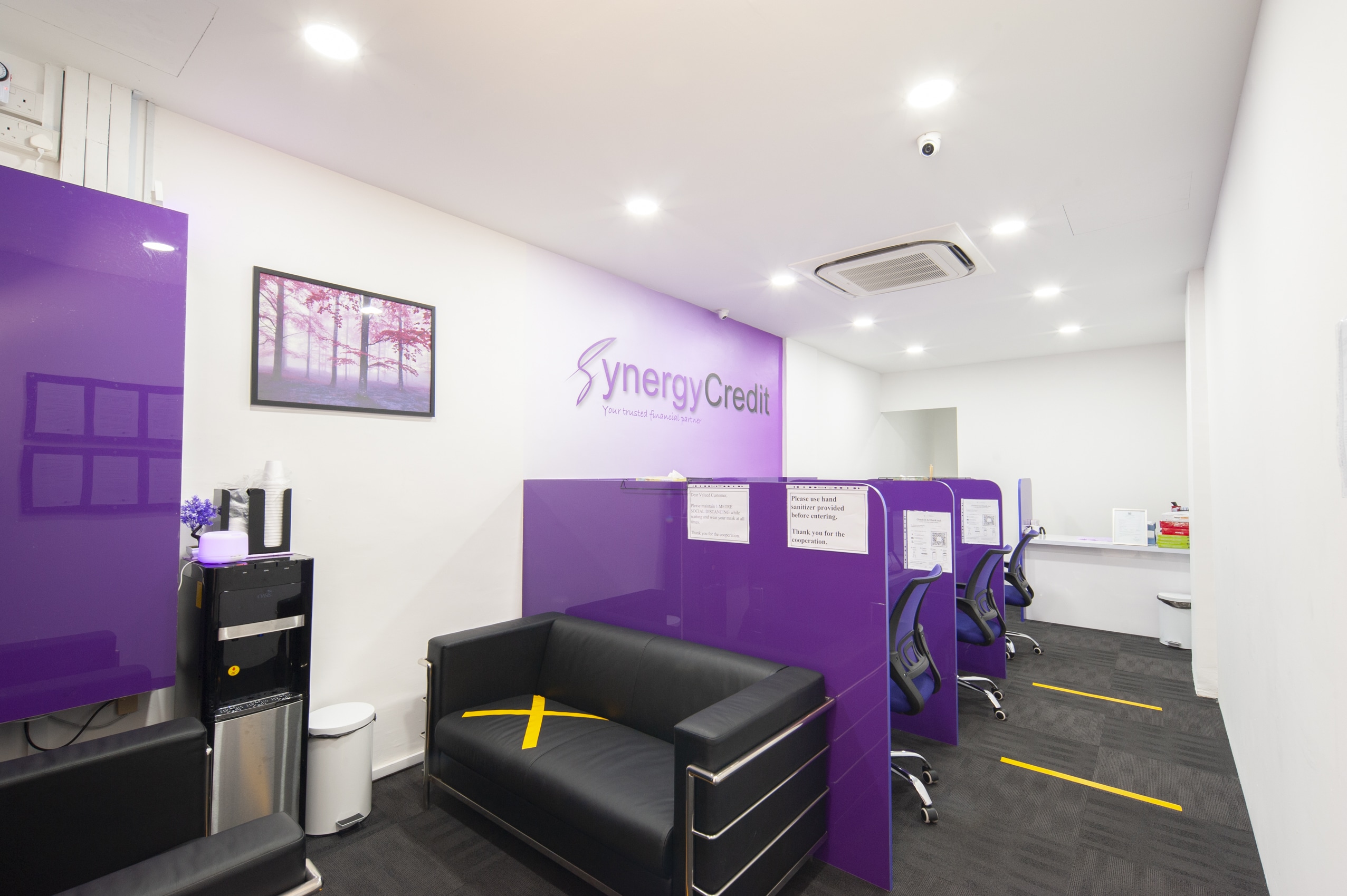 Waiting area at Synergy Credit's legal money lender office in Singapore