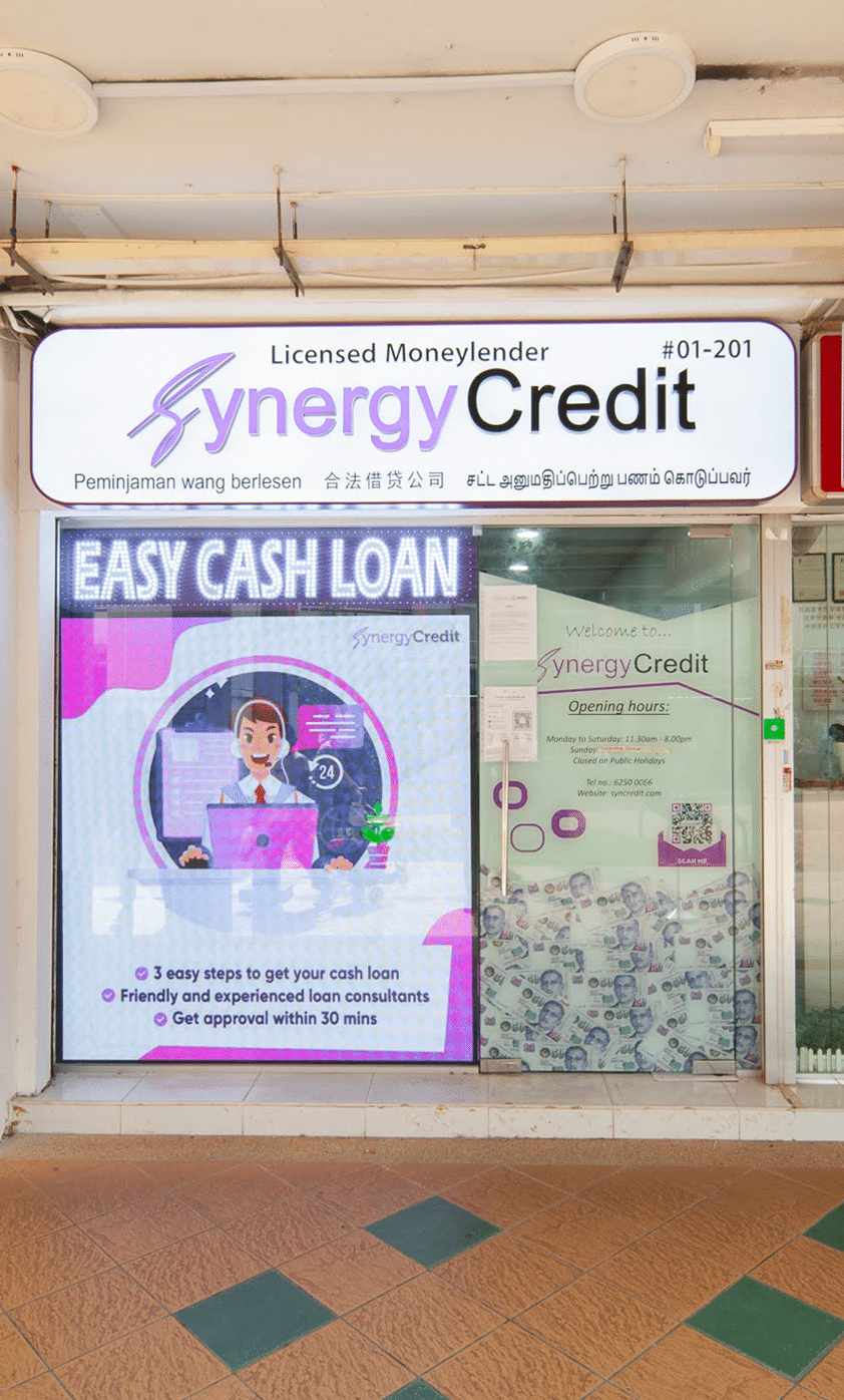 A snapshot of Synergy Credit's trusted licensed money lender office exterior at Clementi