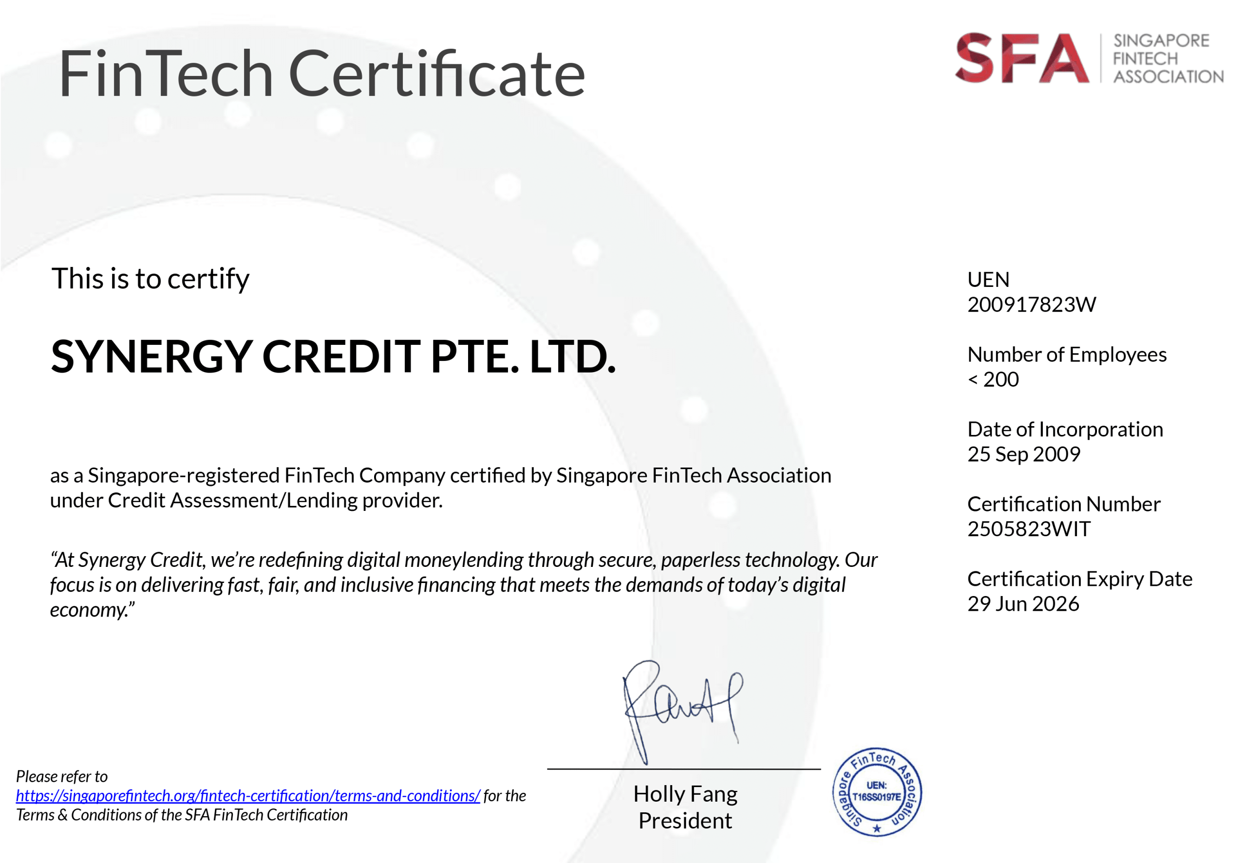 Synergy SFA CERT